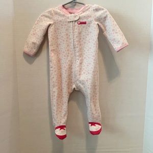 Small wonders 1 piece pink and white footed sleeper pajamas size 3-6 mo